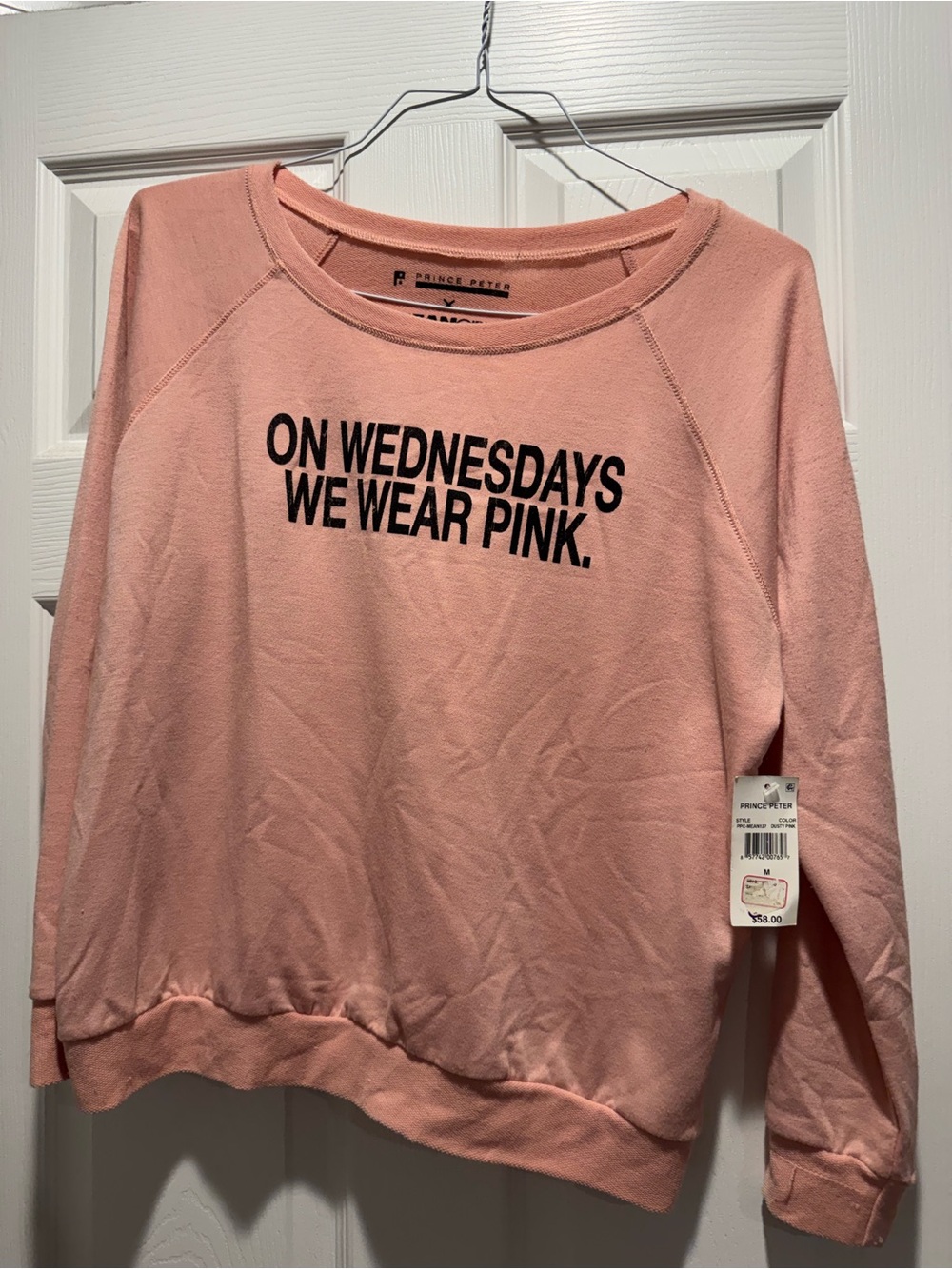 Prince Peter Collection Light Pink Crewneck Sweatshirt with Black Text